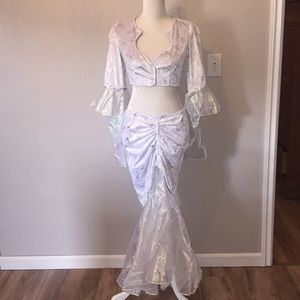 4 pc set Silver Dragonfly Top, skirt & arm sleeves